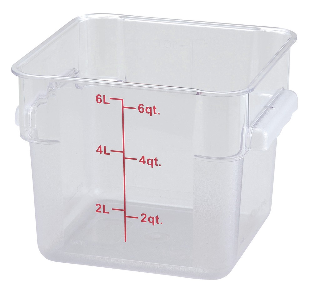 6qt Square Storage Container, Clear, PC (12 Each)