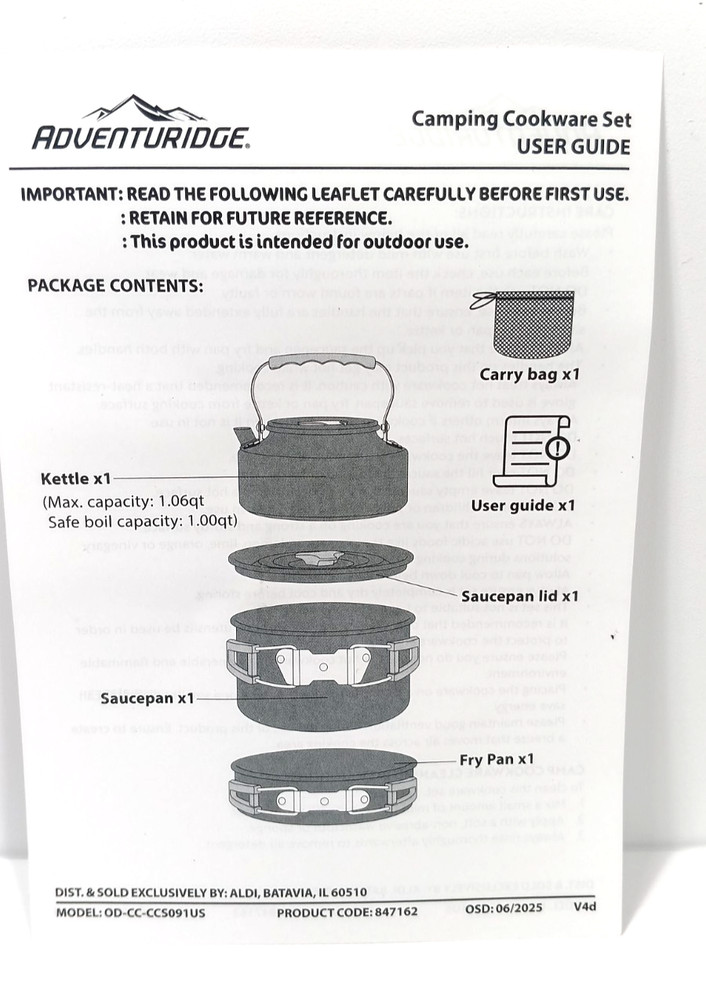 Adventuridge 5 Piece Collapsible Camping Cookware Set