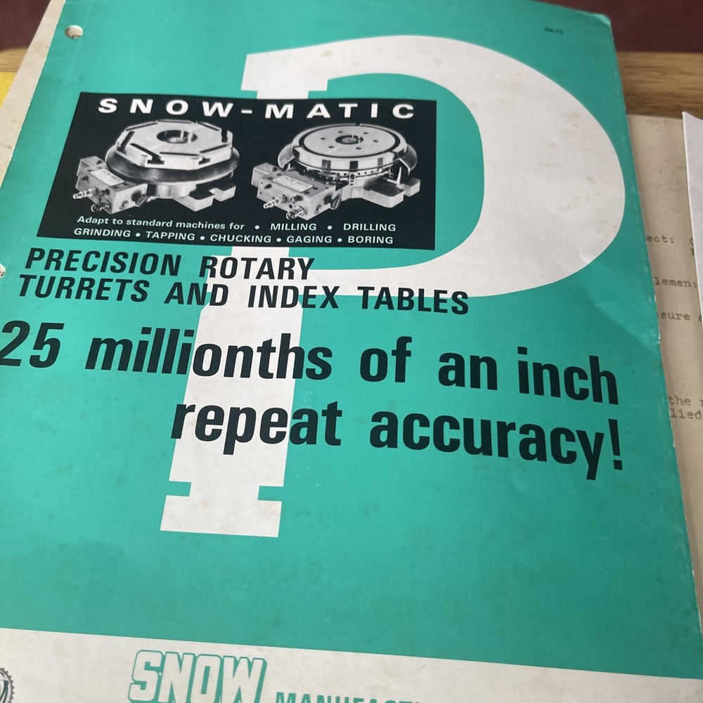 Snow Manufacturing Operator's Manual/Sales Brochures
