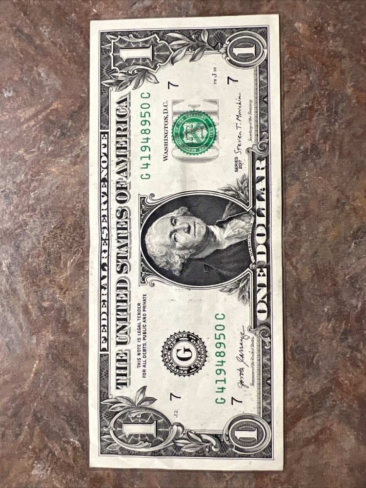 2017 Ink Transfer Error $1 Note One Dollar Bill