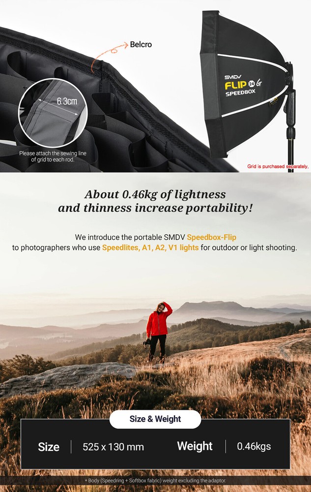 SMDV SPEED-BOX FLIP24G Quick Soft-box Diffuser for S-Light S-Lite Quantum Flash