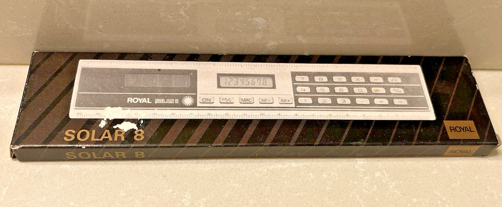 Vintage Royal Solar 8 Calculator Ruler Conversion- Case, Manuals, & Box Incl.