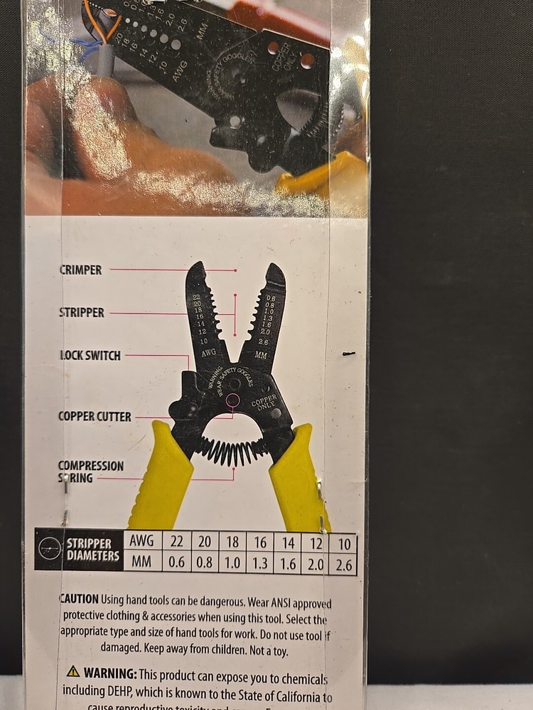 6" Copper Cable Wire Stripper Cutter Crimper Pliers Multi Tool PVC Handle