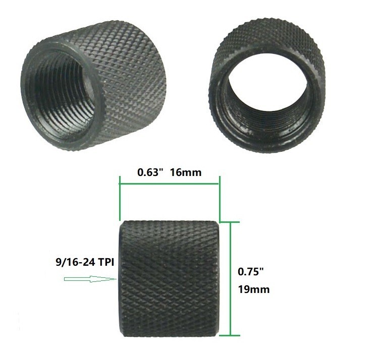 9/16x24 TPI Thread, Thread Protector All Steel Black