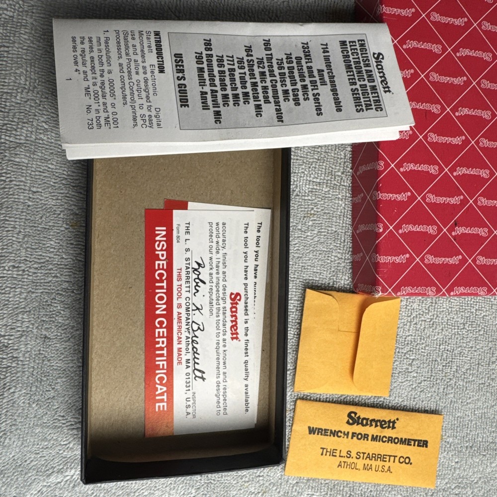 Starrett 760FL Electronic Screw Thread Comparator Micrometer + Box & New Battery