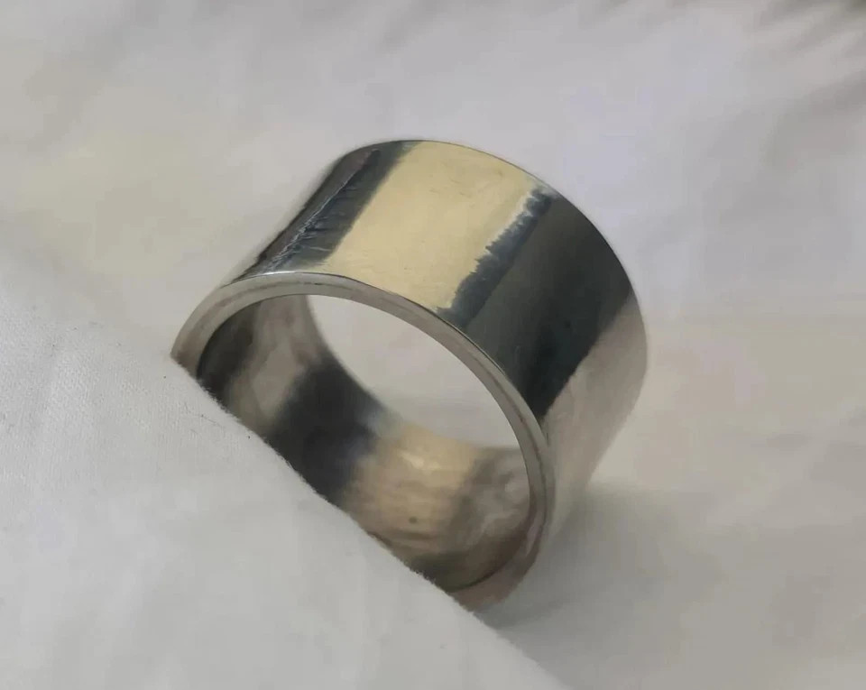 Heavy Solid 925 Sterling Silver Wide Band Statement Handmade Smooth Thick Dome