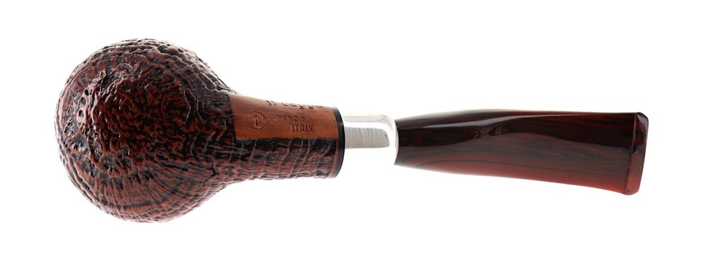 Pipe Il Ceppo GRUPPO 1 brown smooth shape billiard semicurved silver ring
