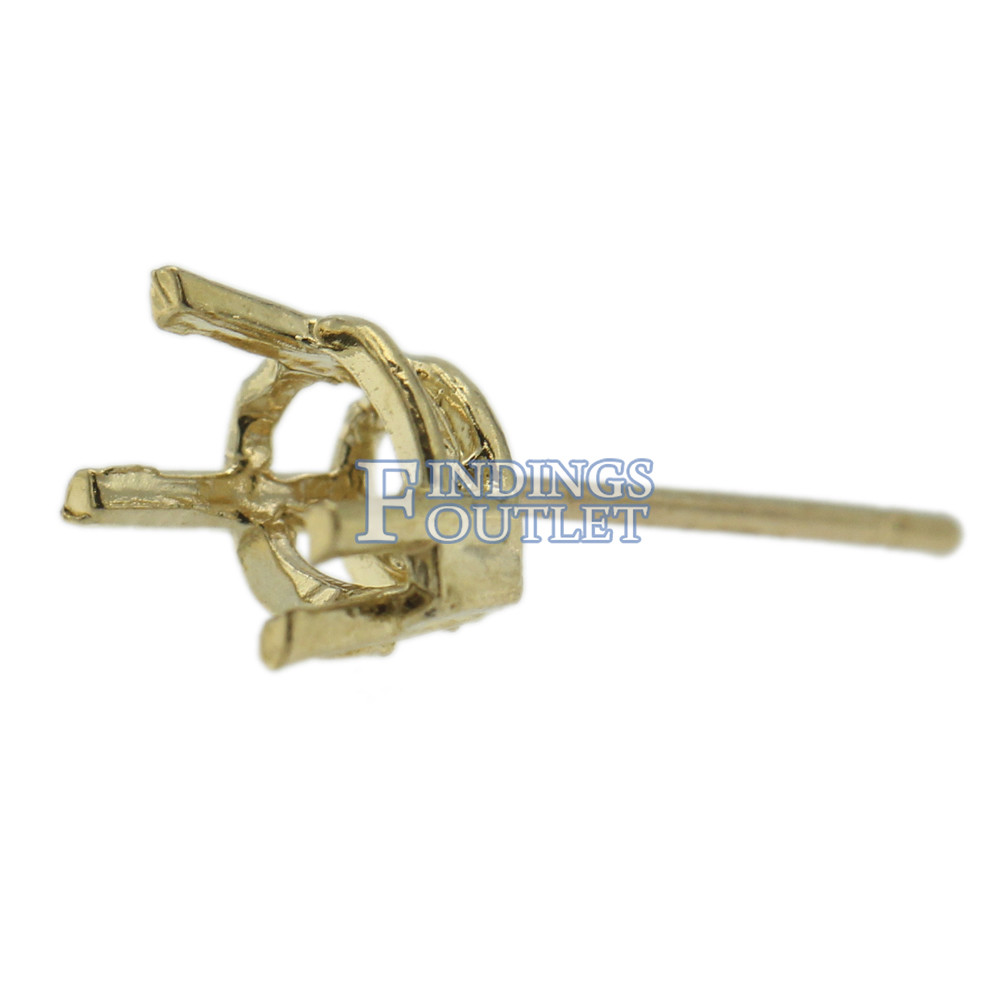 14k Yellow Gold Pear Shape Stud Earring Mounting Setting Push Back Post 4 Prong