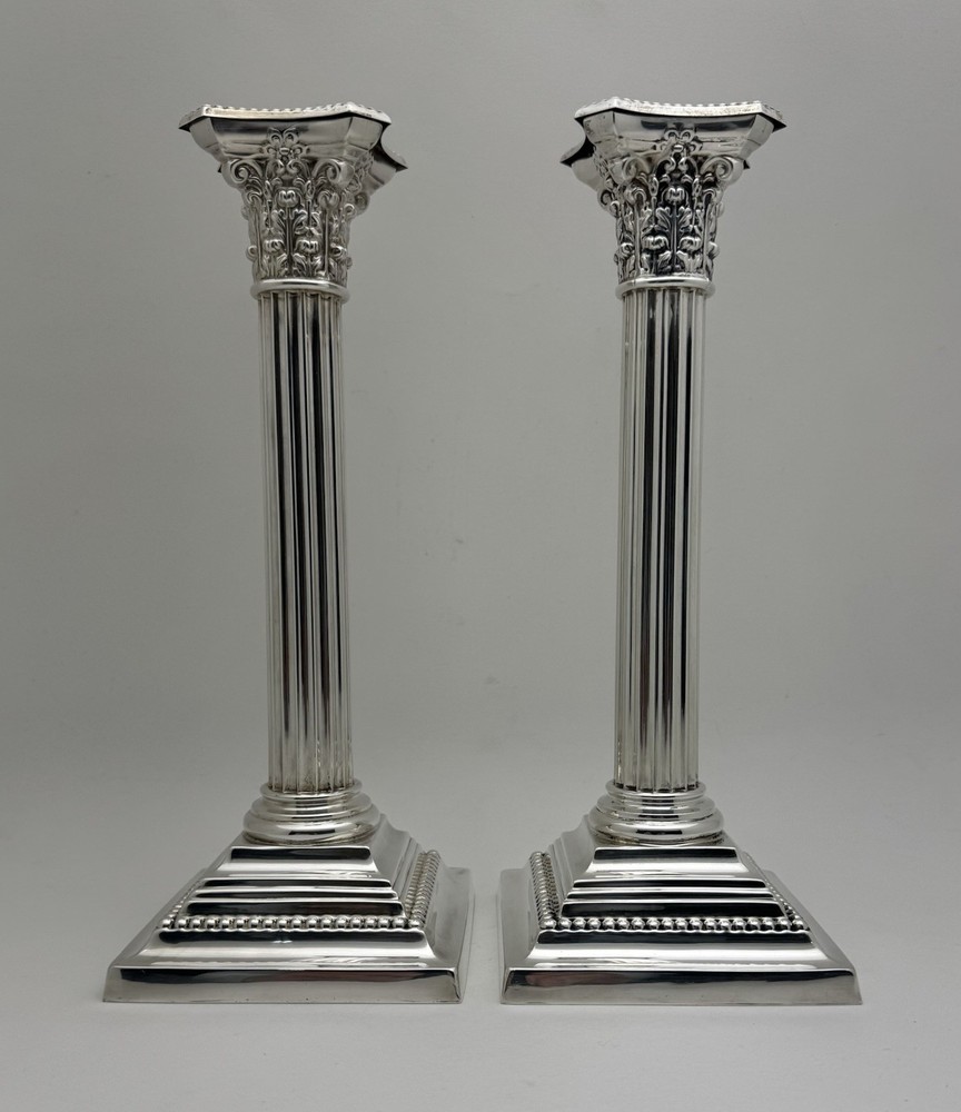 GORHAM 3207 ANTIQUE CANDLESTICKS NEOCLASSICAL COLUMN AMERICAN STERLING SILVER