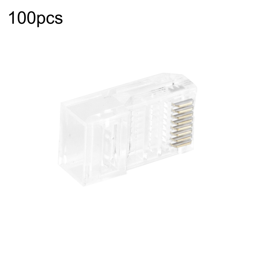 100Pack Cat5e RJ45 8P8C Gold Plated Modular Plug Wire Pass Data Networks Through