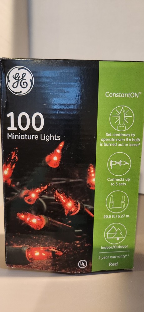 GE 100 Lights Red 20.6 Ft