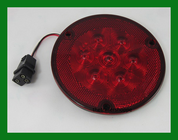 Maxxima 4" Red 7 LED Thin Flange Mount Reflectorized Stop Tail Turn Light STT
