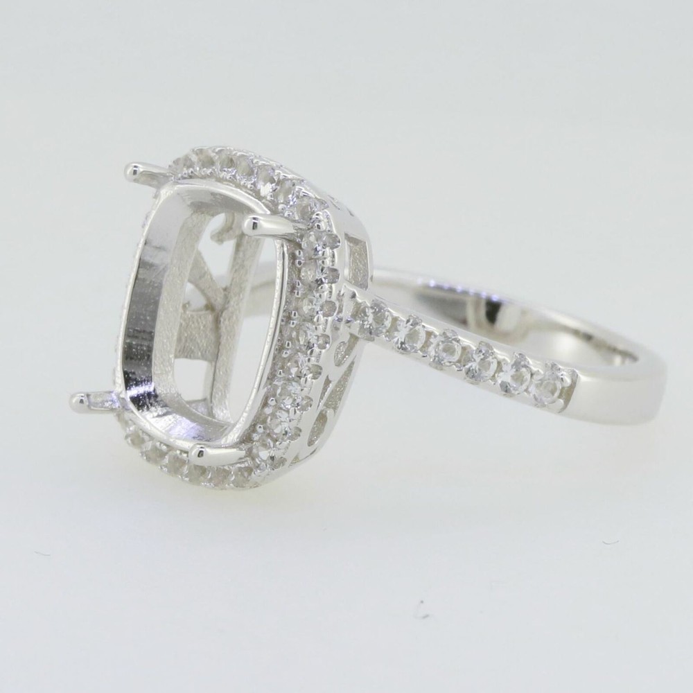 Sterling Silver Semi Mount Ring Setting Cushion CU 12X10mm Solid