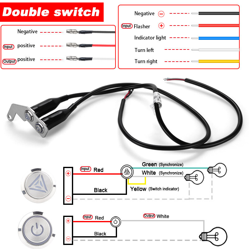LED Motorcycle Switch ON/OFF Handlebar Push Dual Button 12V Headlight Fog Light