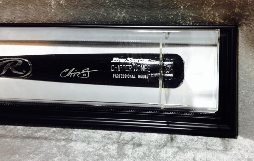 Premium Wall Mount Baseball Bat Display Case,Black frame with white background