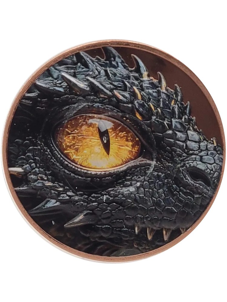 5oz Colorized Copper Round, High Relief, "Dragon Lore", Capsulized