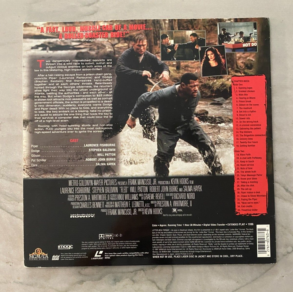 Fled (Laserdisc 1996) LD Letterbox Lawrence Fishburne Stephen Baldwin