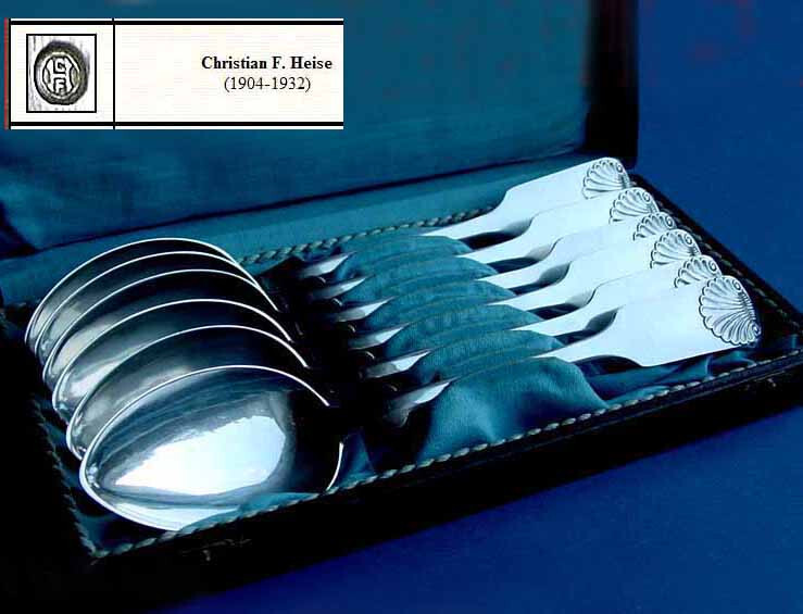 Set 6 large solid spoons, Denmark C. Heise 830 silver around 1909 B396