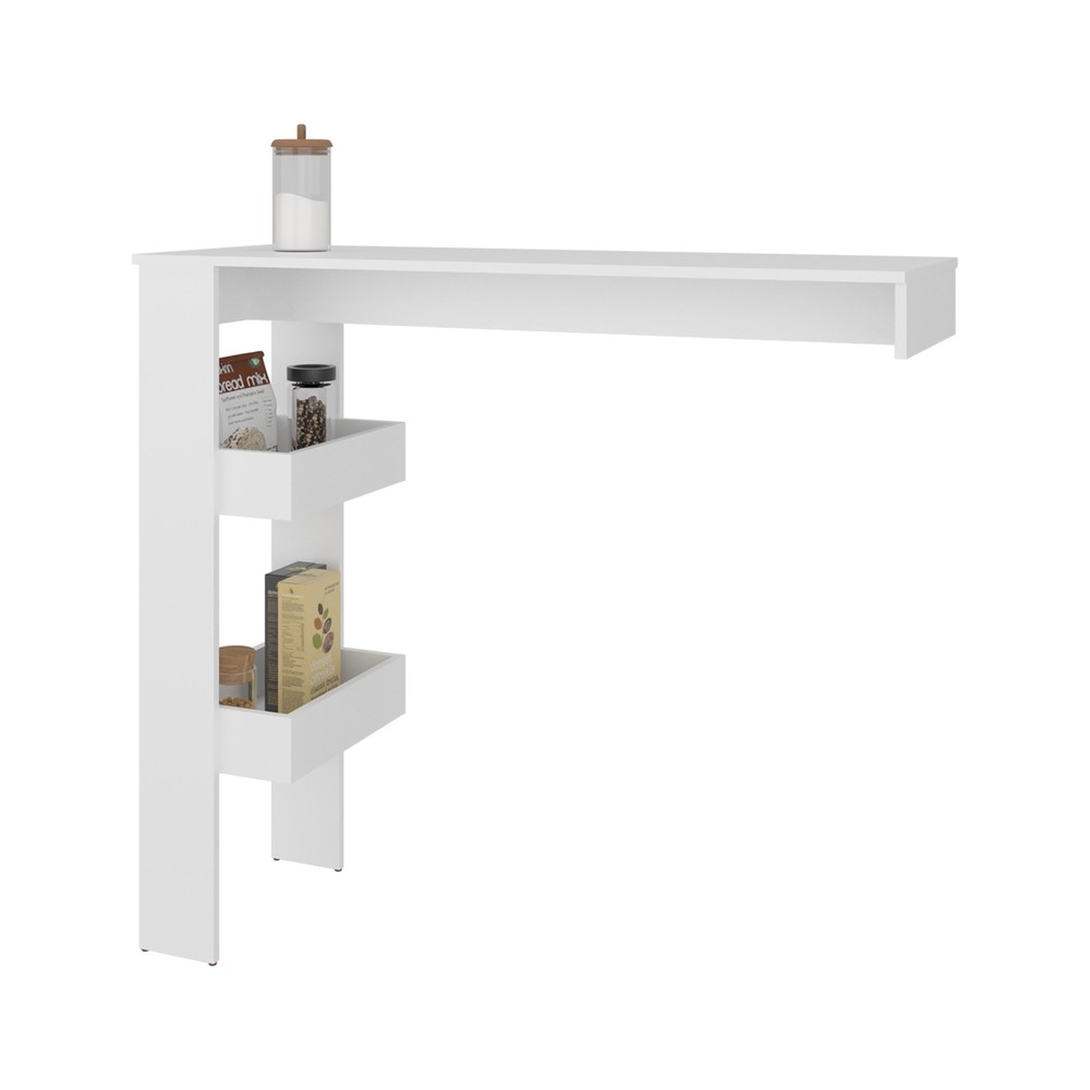 Bar Table 43.1" H, 3 Shelves, White - Kitchen
