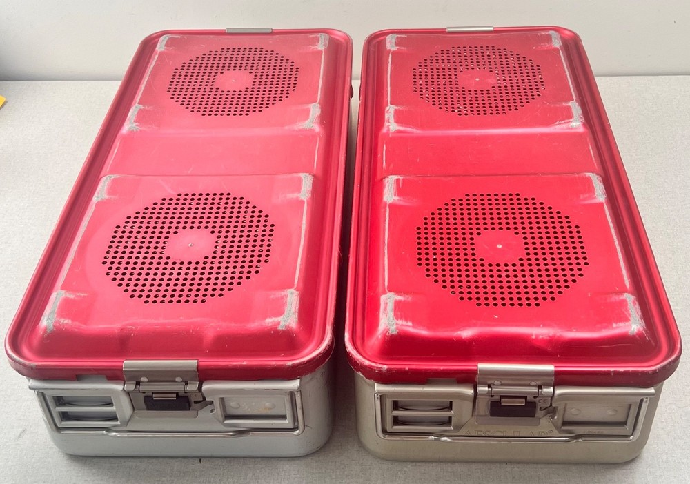 AESCULAP (2) JN442 Sterilization Containers (7) Filter plates