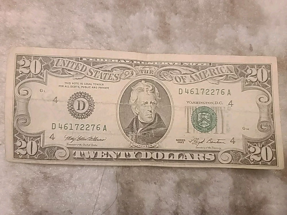 1993 $20 OFFSET/MISALIGNED ERROR FEDERAL RESERVE NOTE