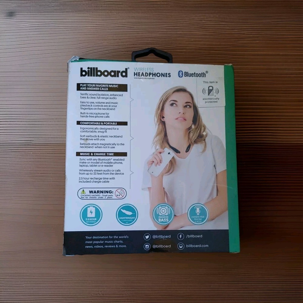 Billboard Bluetooth Wireless Headphones with Microphone, Model BB427, 2020