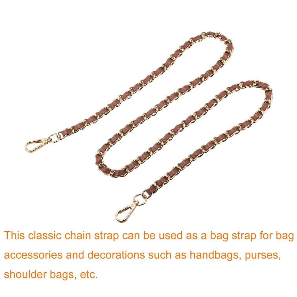 Purse Chain Strap, 47" Purse Strap Shoulder Bag Replacement Strap(Brown+Gold)