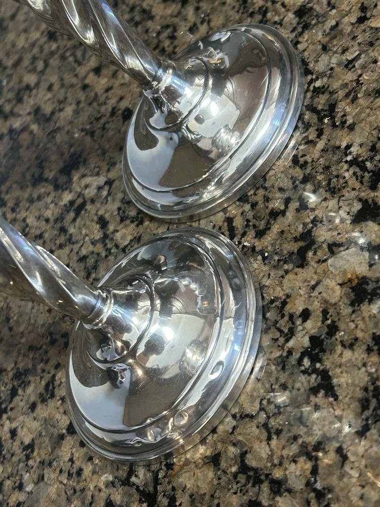 Sterling Twisted Candlestick Holders 6.5” T
