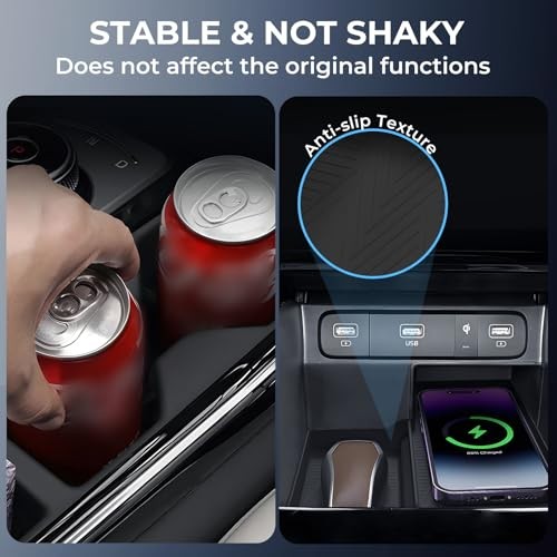 Cup Holder Insert & Wireless Charging Protective Mat Fits for 2021-2026 Sorento