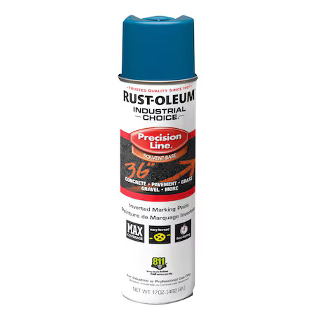 Rust-Oleum 203022V Precision Line Marking Paint, Inverted, Caution Blue, 20 Oz
