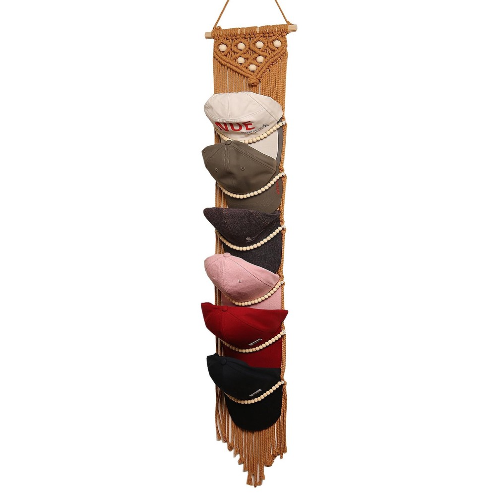 Cap Hanger-1 Pack-Boho Macrame Cap Holder Wall Hat Organizer for Baseball Cap...