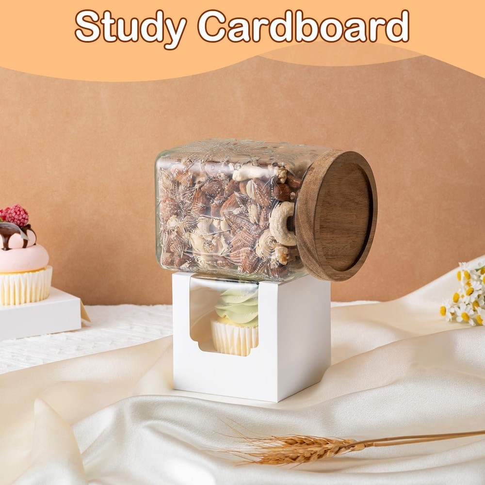 28PCS Cupcake Boxes Individual Containers Window Inserts Stackable White