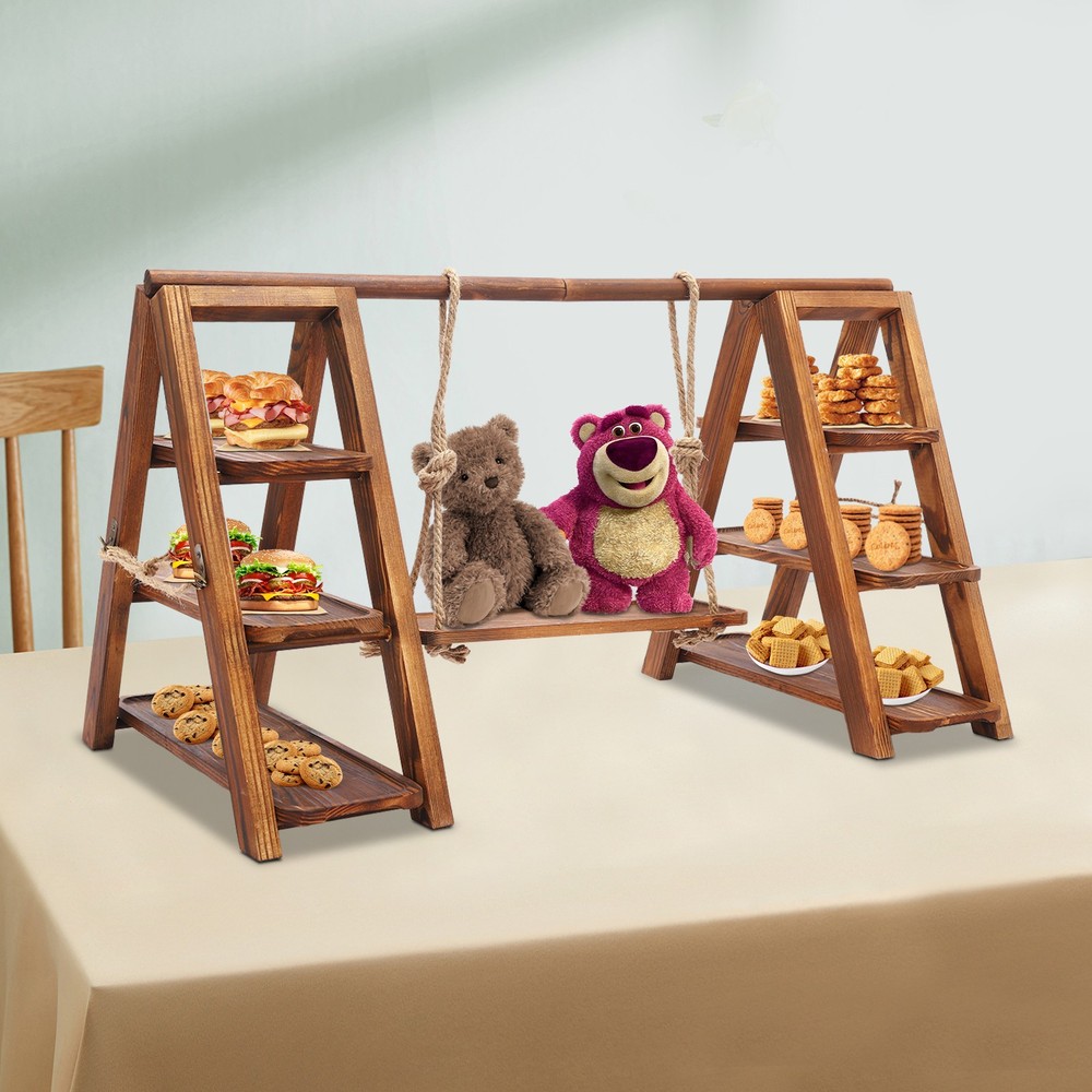 3 Tiers Solid Wooden Simplicity Serving Tray Dessert Stand Decor Cupcake Stand