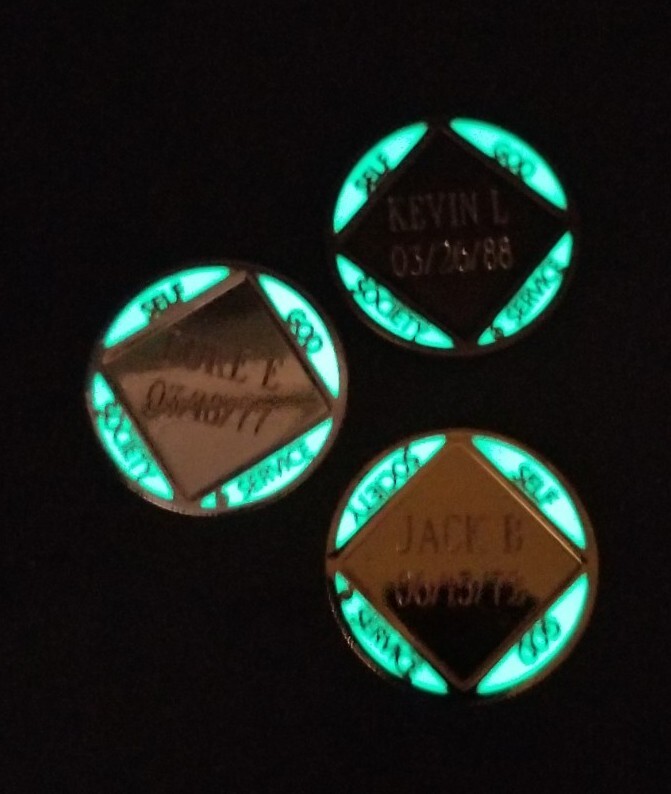 Narcotics Anonymous Medallion Custom Engraved with Name/clean Date.