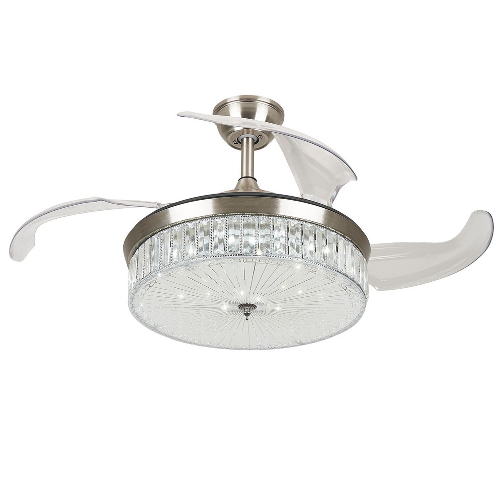 42'' Fan Chandelier 6987 Silver 3 Color Temperature Conversion W/ Remote Control