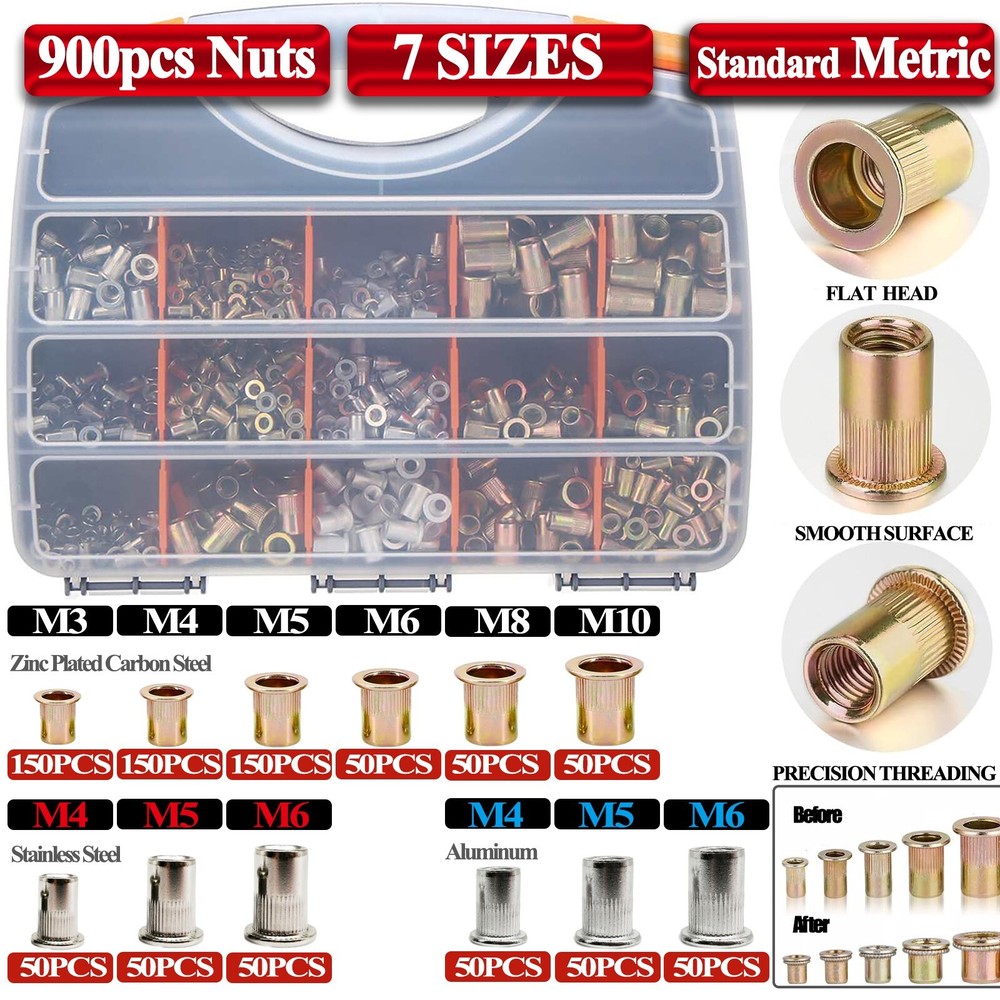 900 Rivet Nut Kit For Rivnut Thread Setting Tool Nut Setter NutSert Riveter M12
