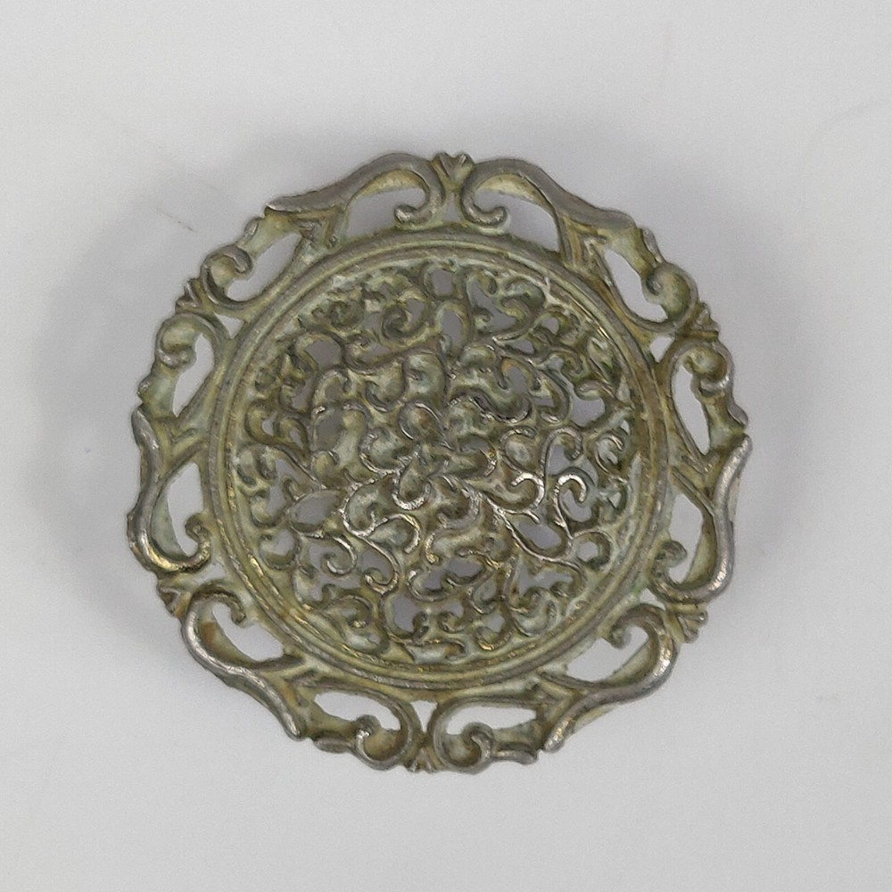 Vintage Brass Cabinet Drawer Pull Ornate Decorative Scroll Pattern 1.75"