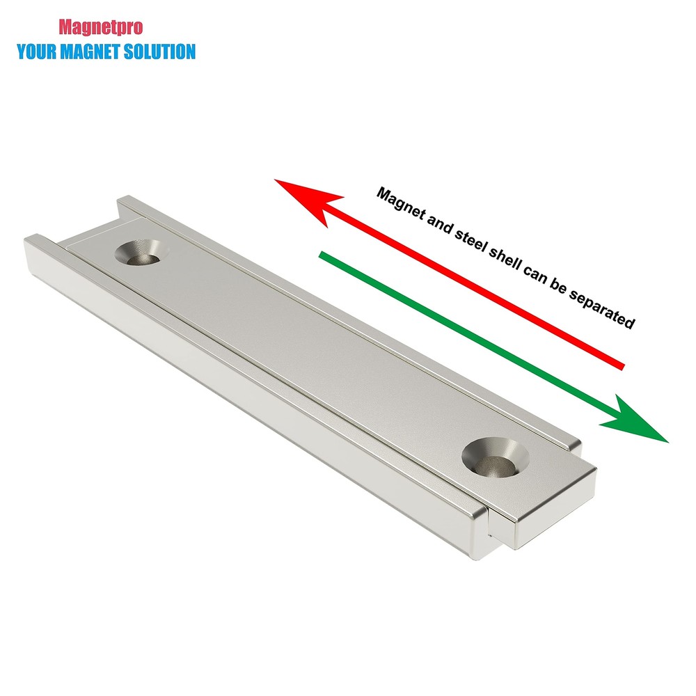 Rectangular Magnets 70 LB 2.36"x0.53"x0.20" Countersunk Hole Pack of 6