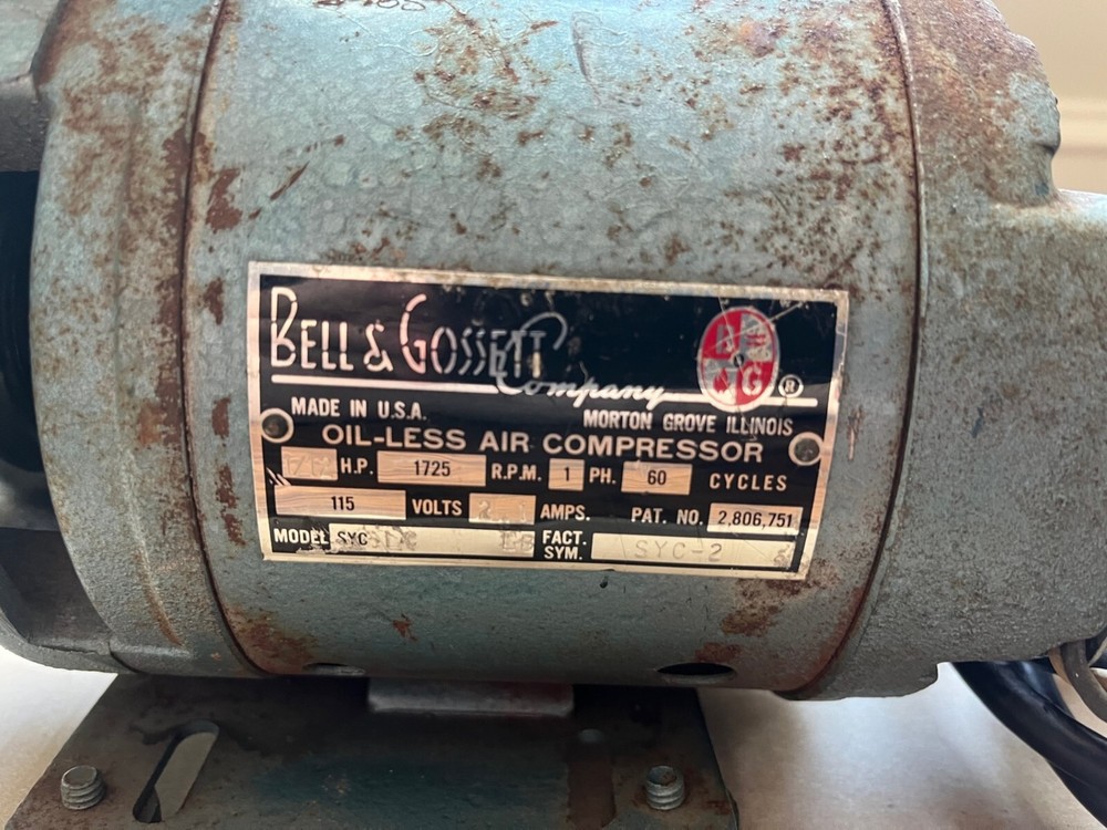 Bell & Gossett Compressor - 1/12 HP motor Vintage