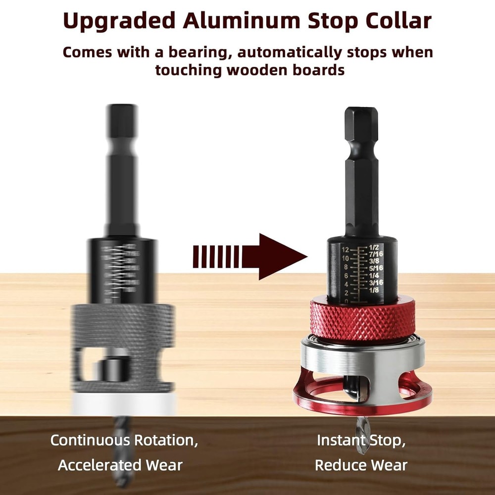 4PCS Countersink Drill Bit Set with Adjustable Depth Stop M2 HSS Woodworking Bit