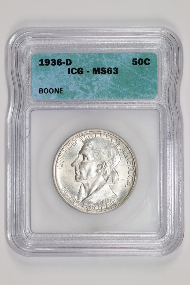 1936-D BOONE COMMEMORATIVE HALF DOLLAR ICG MS63
