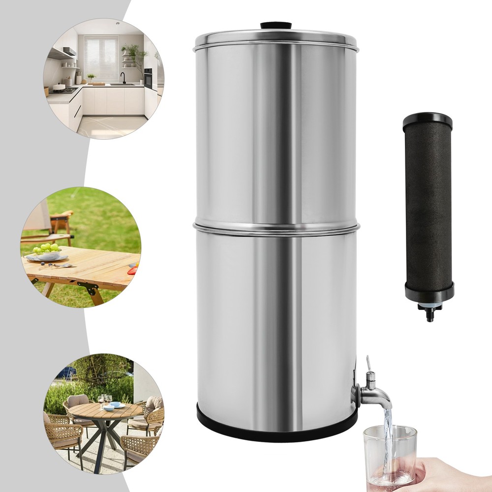 304 Stainless Steel Gravity Water Filter Countertop Purification System 2.25Gal
