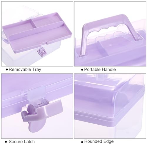 Multipurpose Plastic Craft Storage Containers with Removable Rectangle Purple