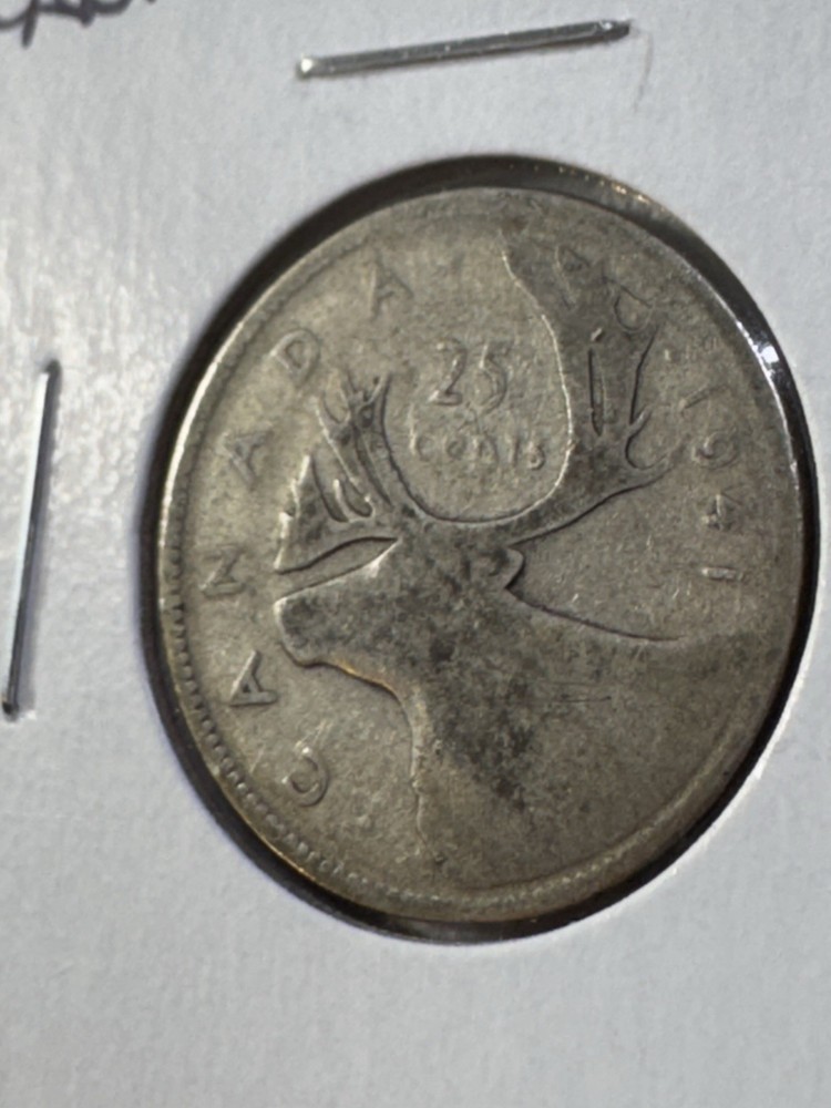 1941 Canada 25 Cents Silver Coin