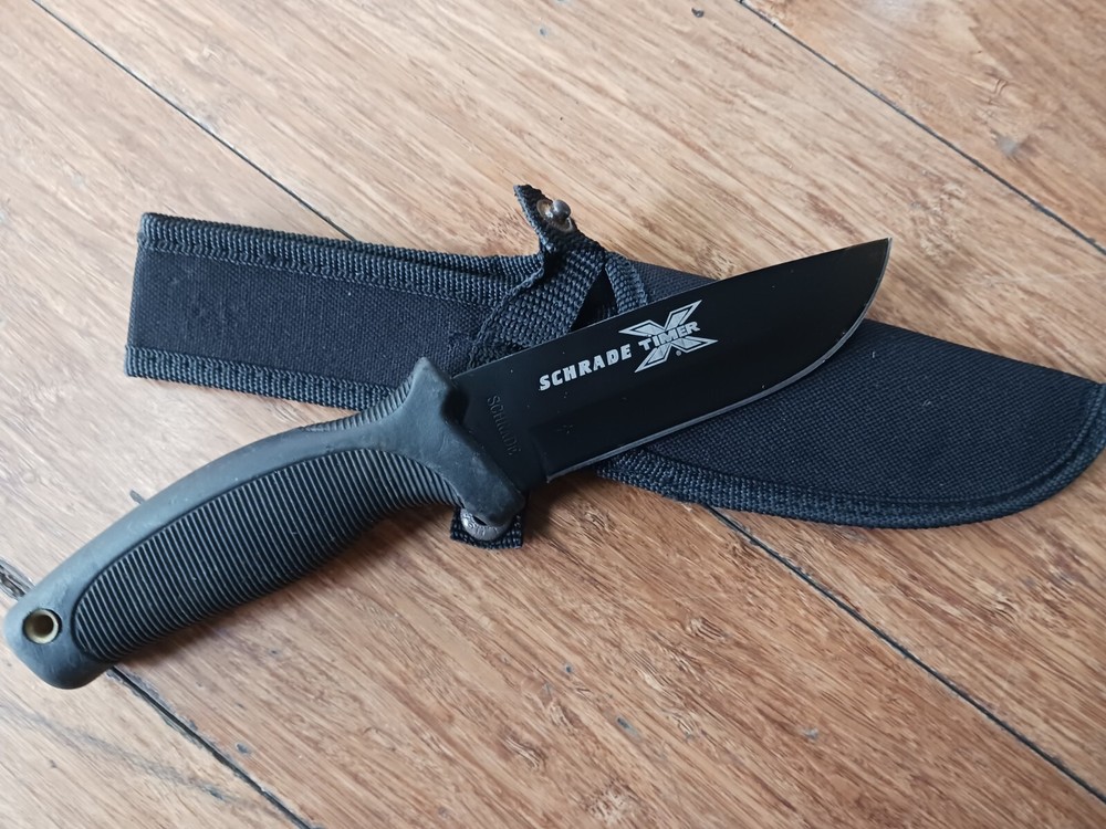 SCHRADE X TIMER DROP POINT KNIFE 4 1/4" FIXED BLADE - XT2B