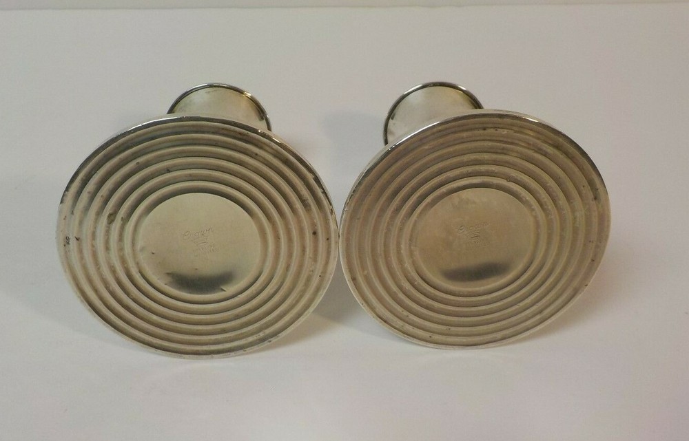 Pair Crown Mid-Century Sterling Silver 3.75" Candlesticks