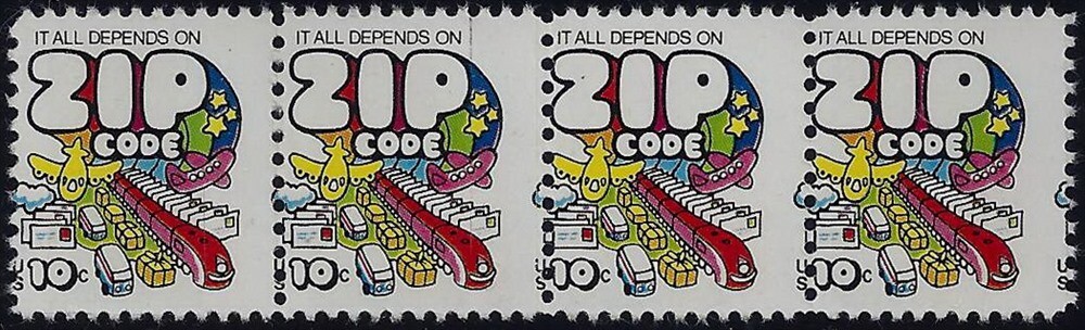 1511 - 10c Progressive Misperf Error / EFO Strip of 4 "Zip Code" Mint NH