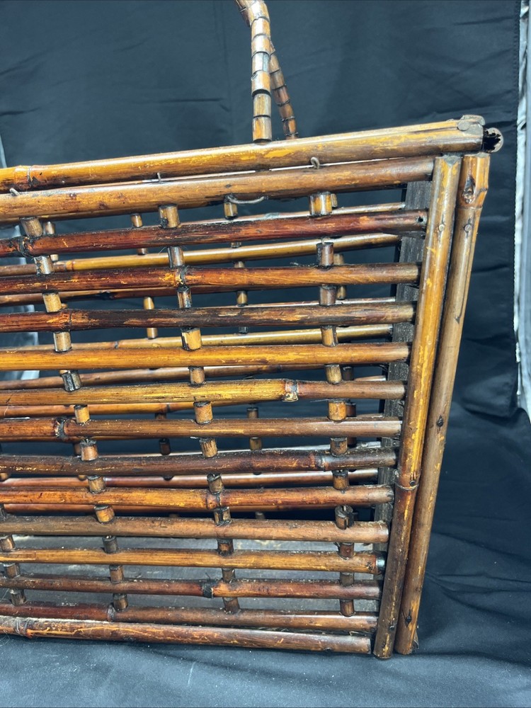 Vintage Wicker Bamboo Rattan Rack Storage Basket