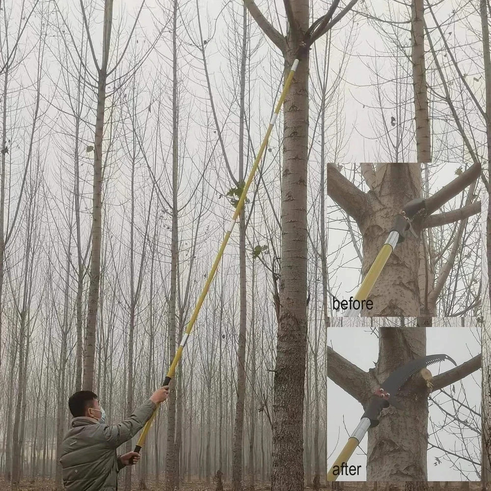 30 Feet Tree Pole Pruner, Durable Trimmers Handle, Manual Yellow