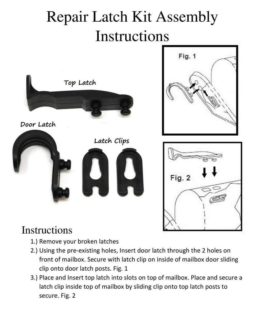 2 Pack Mailbox Plastic Latch Set Repair Kit for Solar Group Mail Box Black